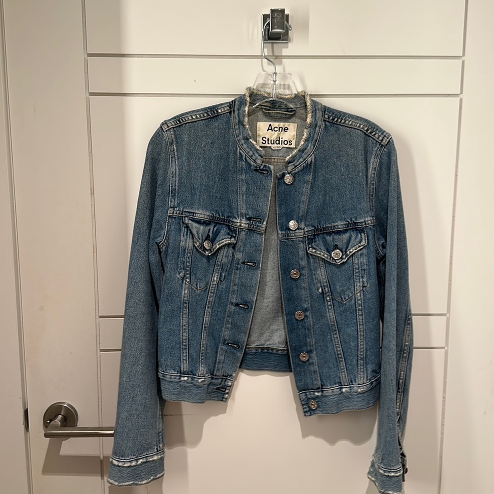 Acne Studios Frayed Collar Denim Jacket